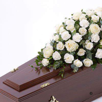 White rose and carnation classic extra large casket spray 